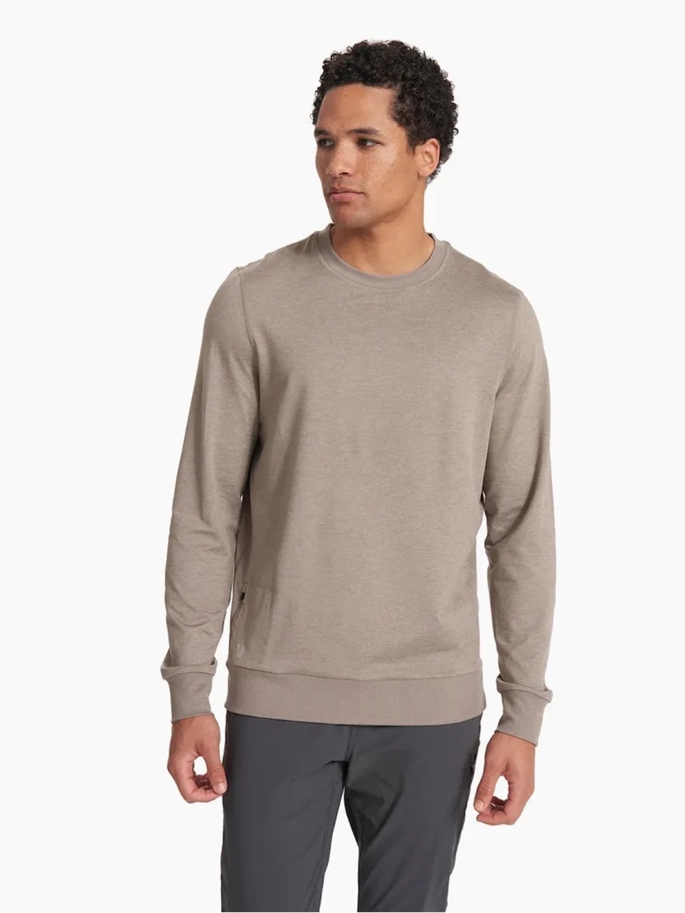 Vuori walnut heather ponto performance crewneck sweatshirt